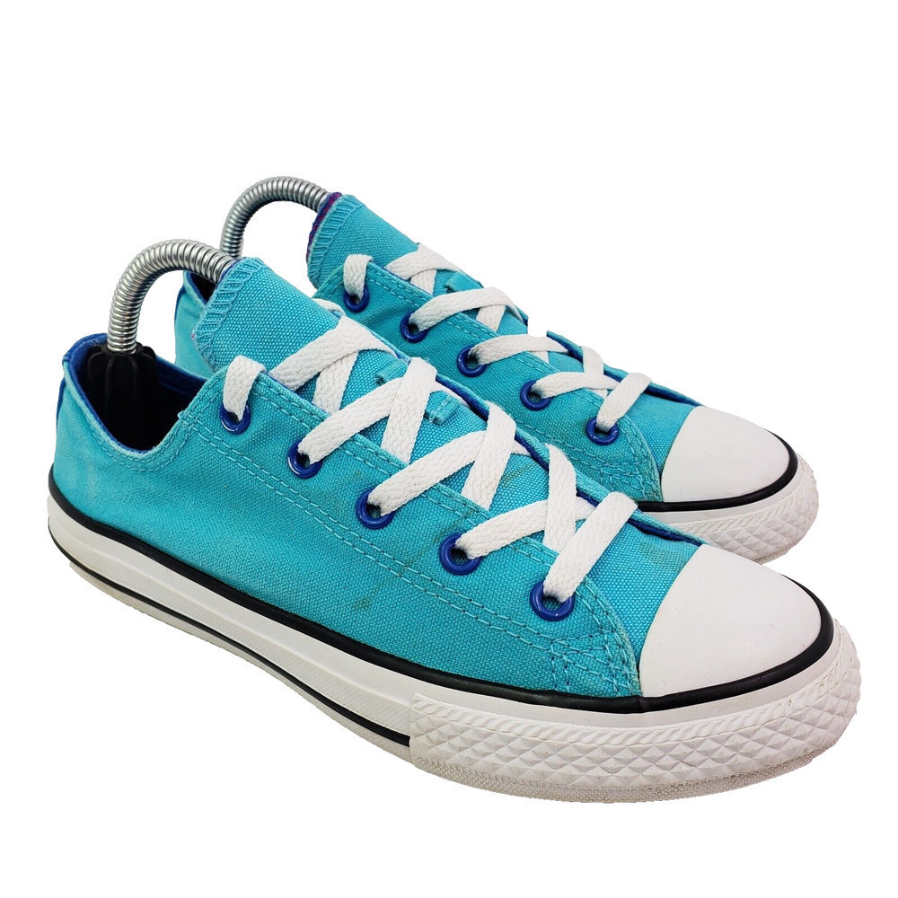Converse Chuck Taylor Boys Size 3Y Teal Blue White Low Top Sneaker Shoes